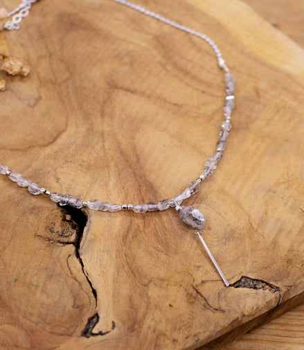 Collier NOCTIS argenté et quartz herkimer