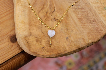 Collier INFINI doré - pierre de lune