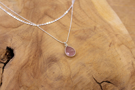 Collier double rang INSPIRATION argenté quartz fraise