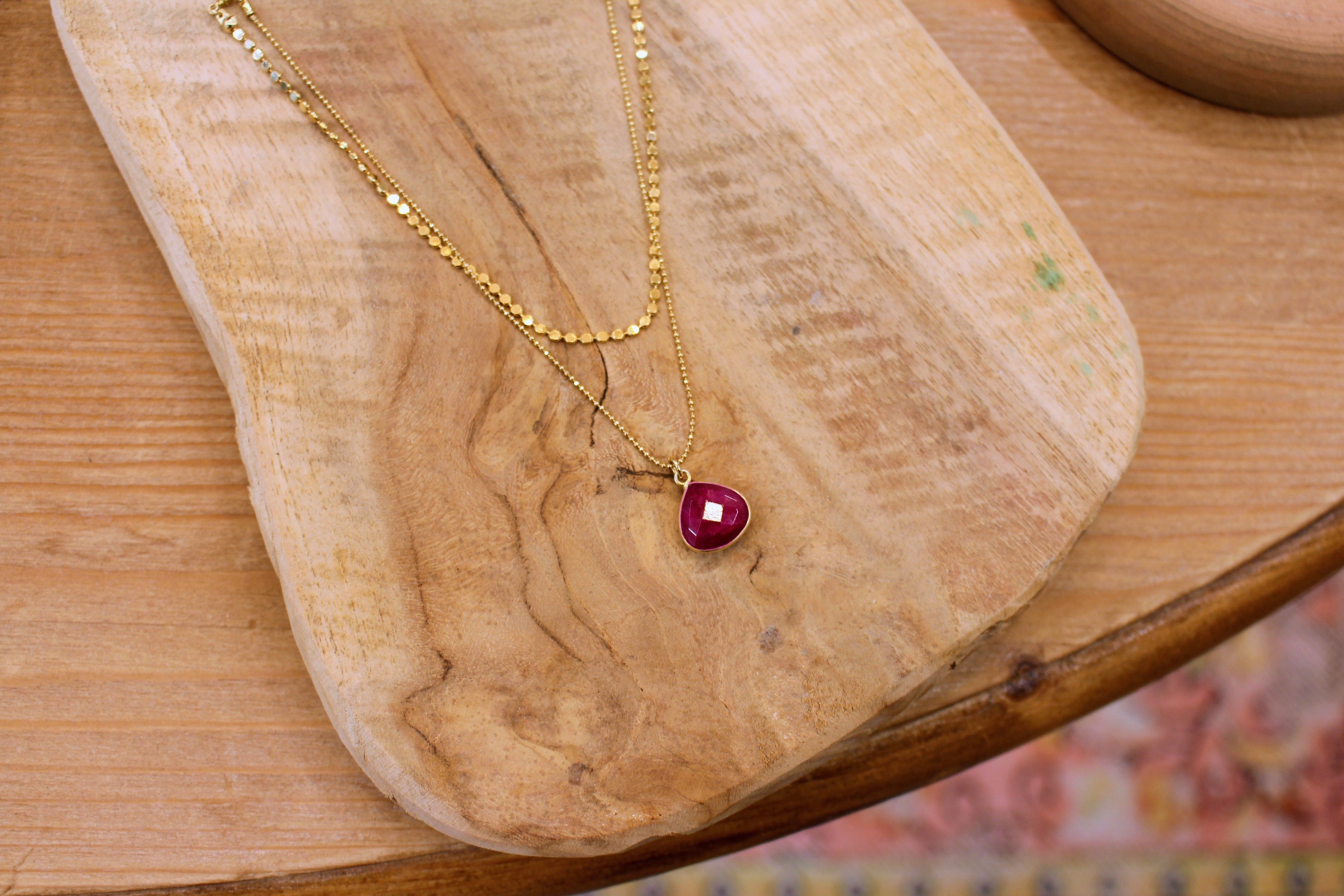 Collier double rang INSPIRATION sillimanite rose ( chaine plate et diamantée )