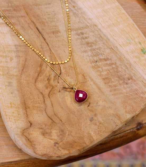 Collier double rang INSPIRATION sillimanite rose ( chaine plate et diamantée )