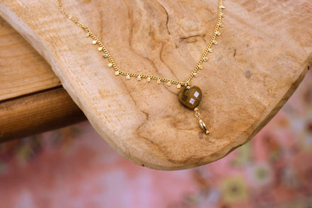 Collier INFINI doré - oeil de tigre
