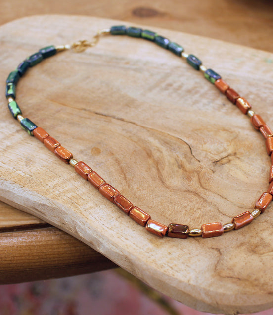 Collier ORIGINE HELLENIQUE doré terre fauve