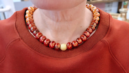 collier GAIA SUCREE orange et rouge
