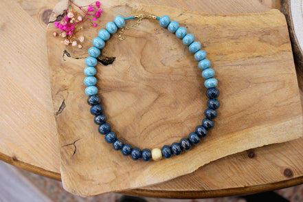 Collier GAÏA SUCREE bleu clair et bleu nuit