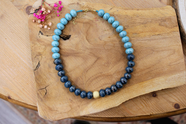 Collier GAÏA SUCREE bleu clair et bleu nuit