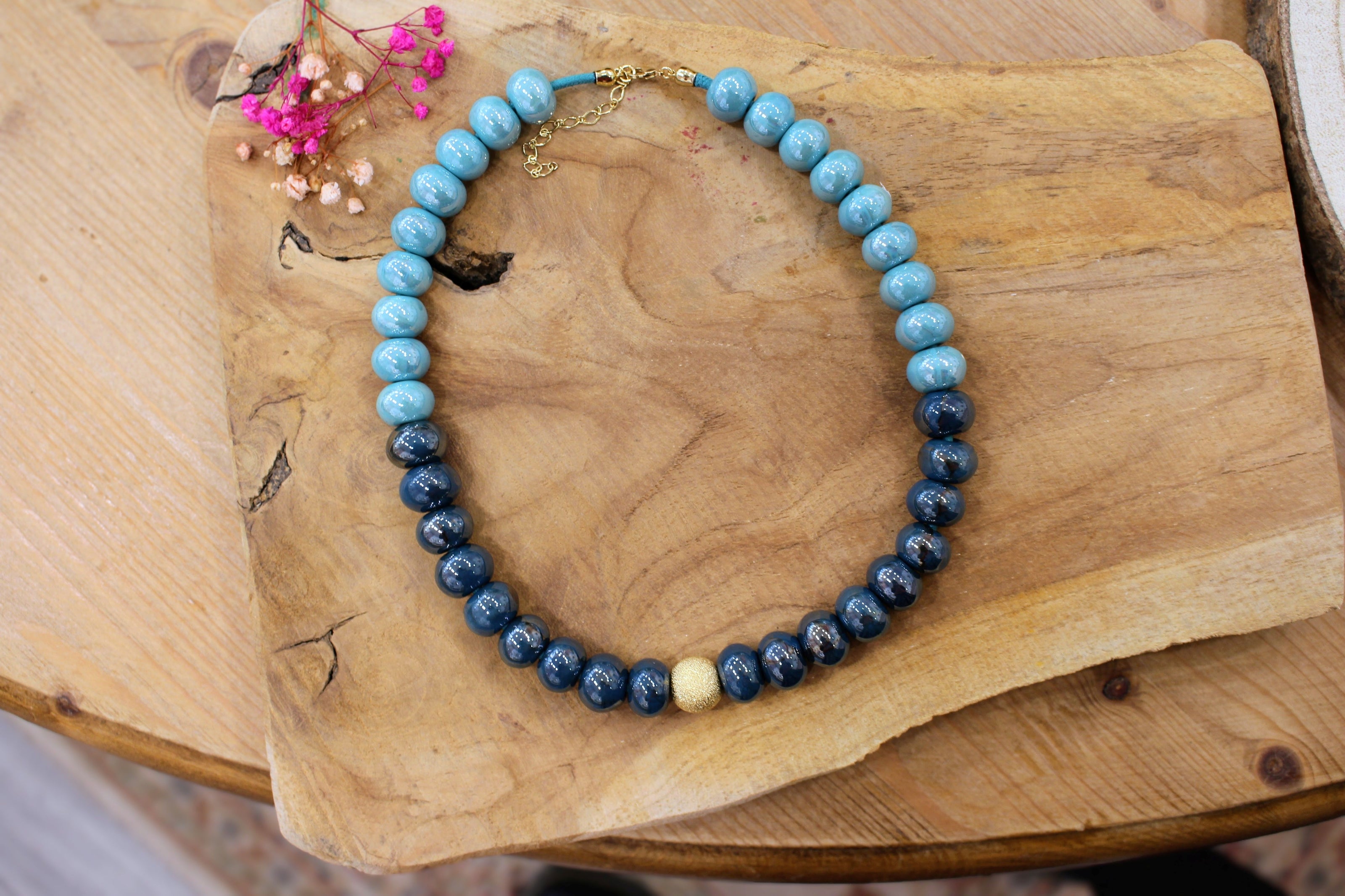 Collier GAÏA SUCREE bleu clair et bleu nuit