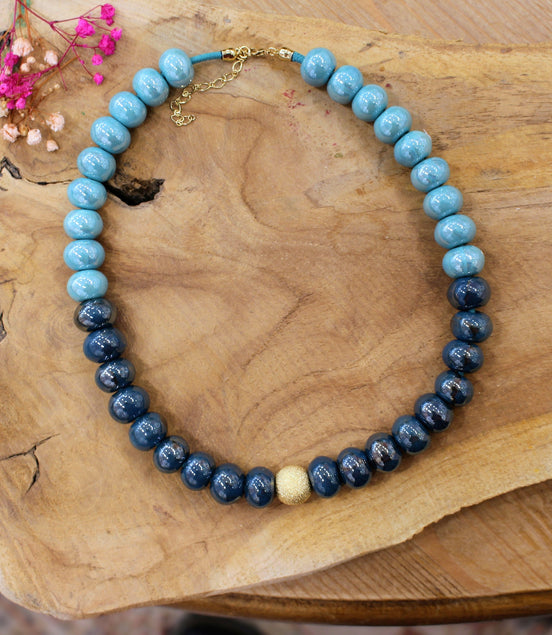 Collier GAÏA SUCREE bleu clair et bleu nuit