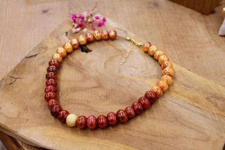 collier GAIA SUCREE orange et rouge