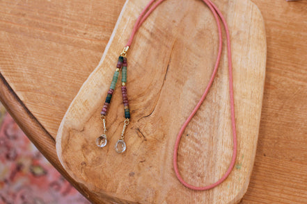 collier sautoir PLAKA tourmaline et aventurine