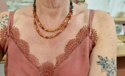 Collier ORIGINE HELLENIQUE doré terre fauve