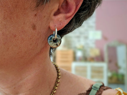 Boucles d'oreilles SHIFT ORIGINELLE argenté bleu/ beige