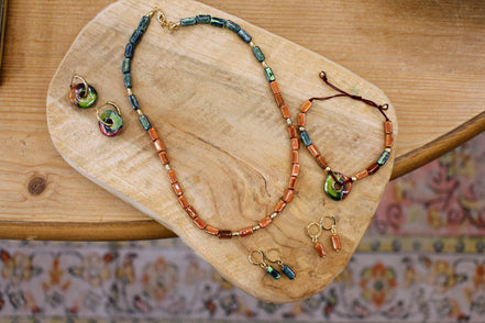 Bracelet ORIGINE HELLENIQUE terre fauve rouille et vert