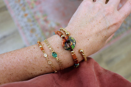 Bracelet ORIGINE HELLENIQUE terre fauve rouille et vert