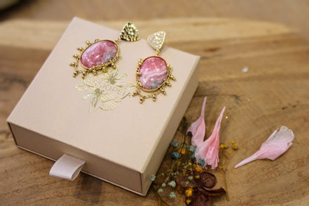 Boucles d'oreilles UNI.E.S rhodochrosite