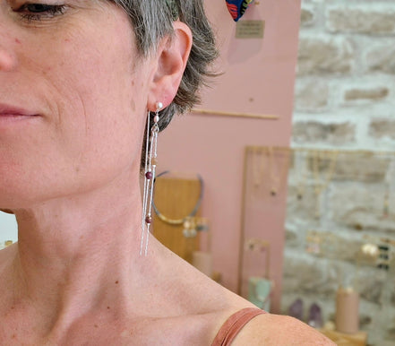 Boucles d'oreilles longue POETIQUES saphirs multi