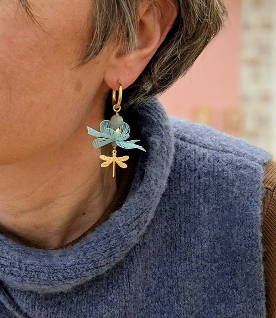 Boucles d'oreilles FLORÆ libellule lagune