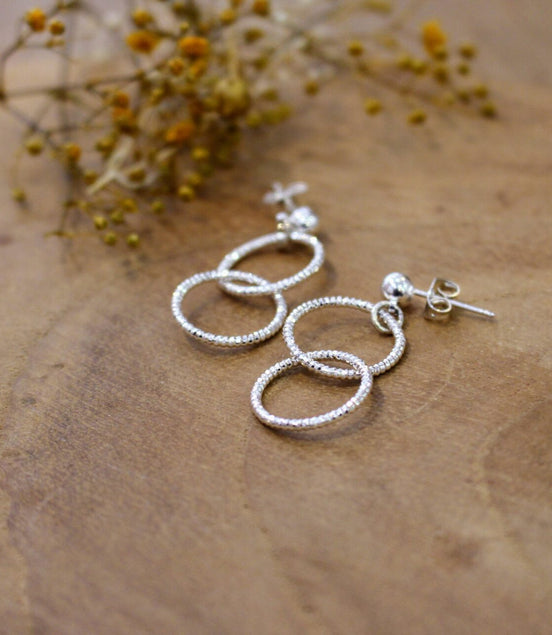 idée cadeau bijou femme argenté boucles d'oreilles