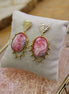 idée cadeau bijou femme grandes boucles d'oreilles doré et pierre naturelle rose