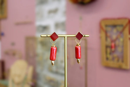 idée cadeau boucle d'oreilles rouge bijou haute fantaisie