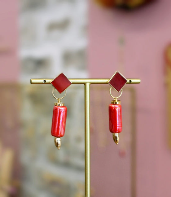 idée cadeau boucle d'oreilles rouge bijou haute fantaisie