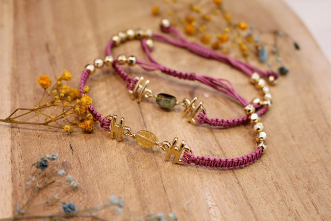 bracelet réglable pierre naturelle tourmaline multicolore