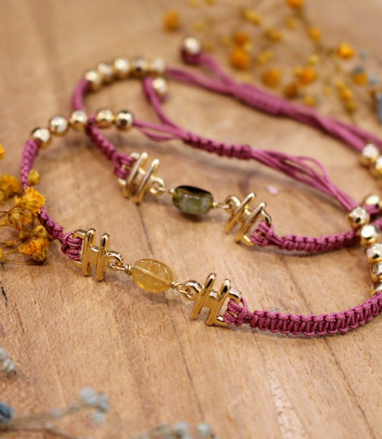 bracelet réglable pierre naturelle tourmaline multicolore