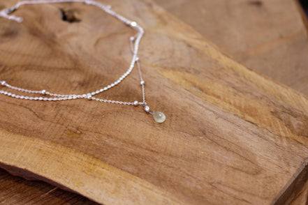 idée cadeau collier haute fantaisie collier double range argenté pendentif pierre naturelle