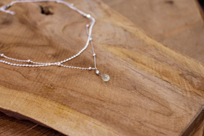 idée cadeau collier haute fantaisie collier double range argenté pendentif pierre naturelle