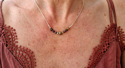 Collier  POÉTIQUE argenté / saphirs