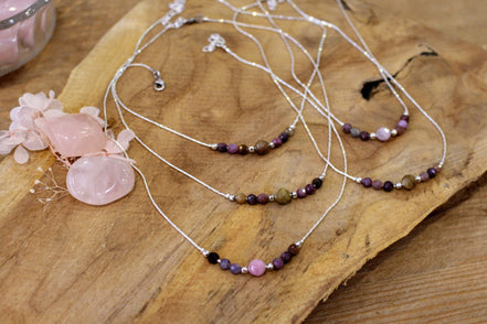 Collier  POÉTIQUE argenté / saphirs