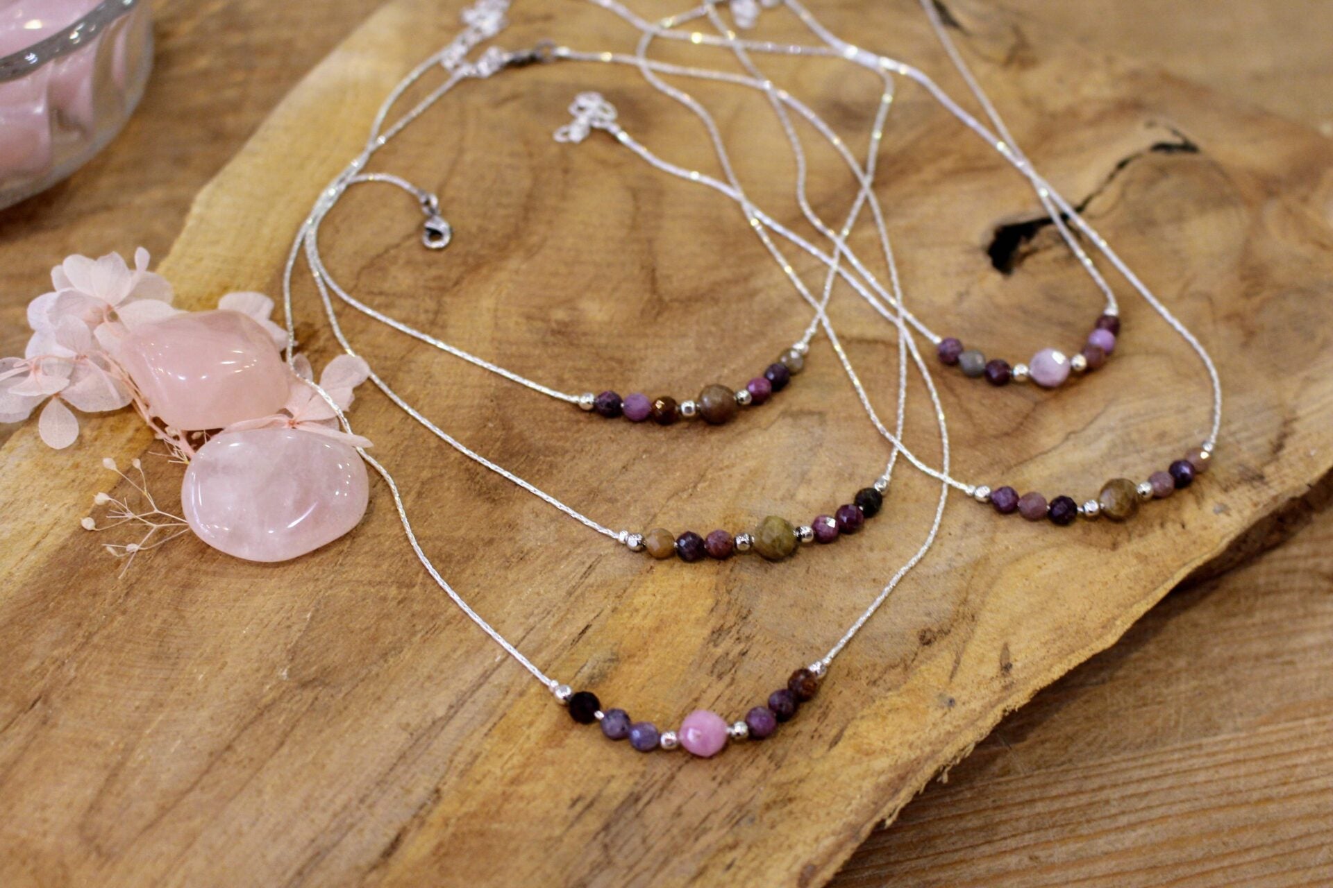 Collier  POÉTIQUE argenté / saphirs