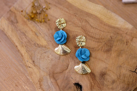 Boucles d'oreilles ENTRE TERRE et MER bleu canard
