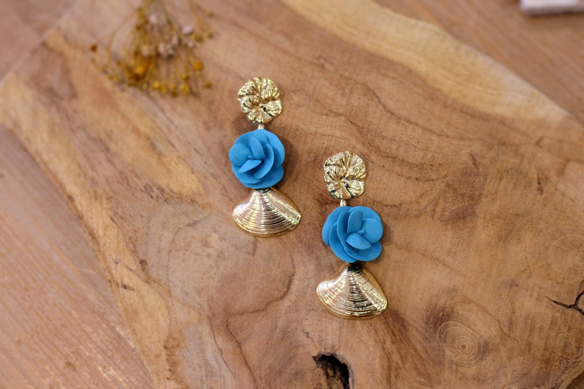 Boucles d'oreilles ENTRE TERRE et MER bleu canard