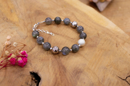 Bracelet NAMASTE labradorite argenté