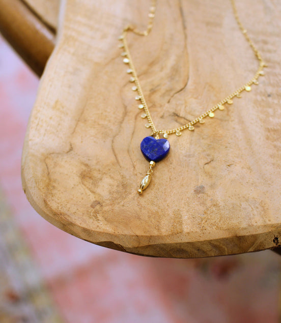 Collier INFINI doré - lapis lazuli
