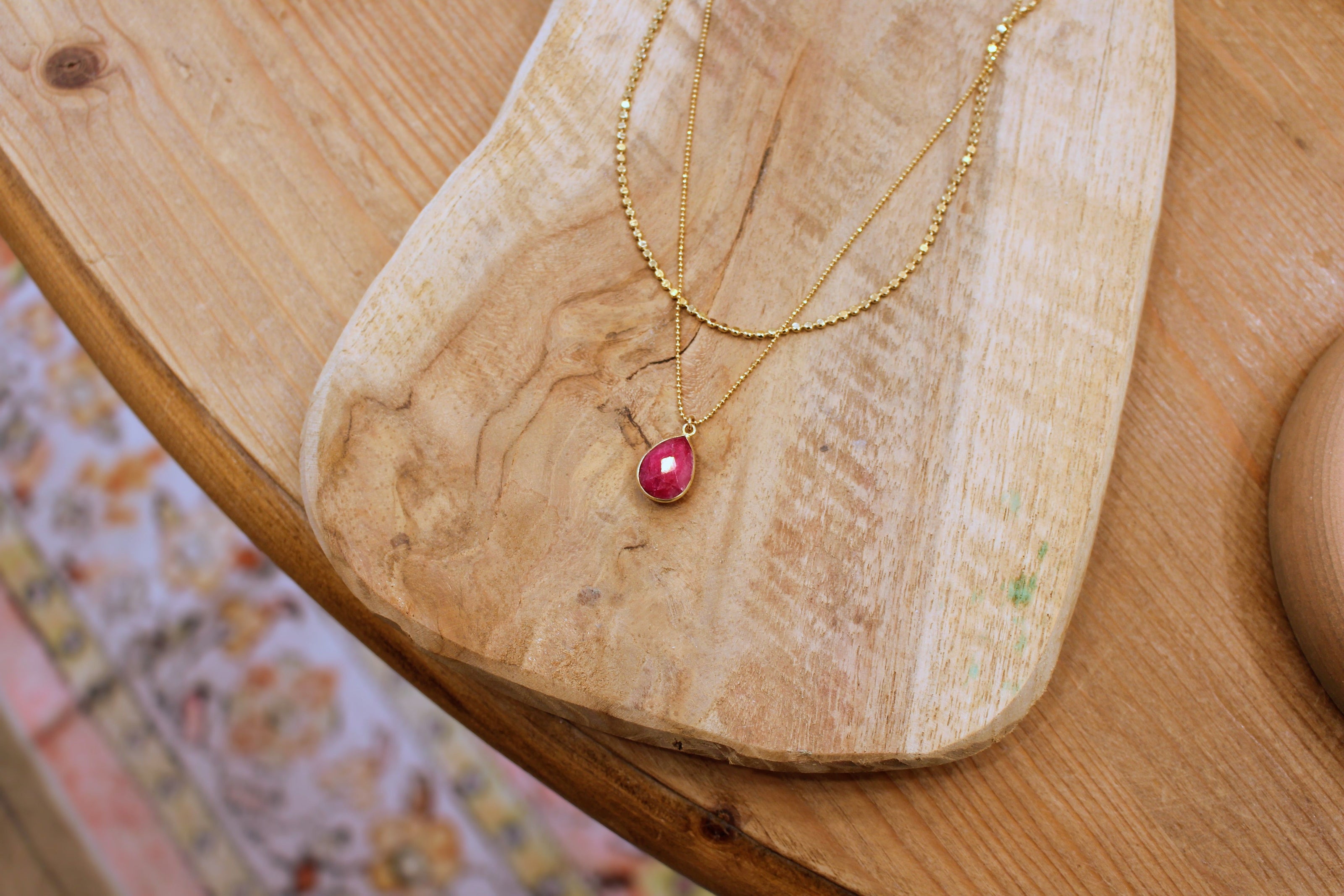 Collier double rang INSPIRATION sillimanite rose ( chaine plate et diamantée )