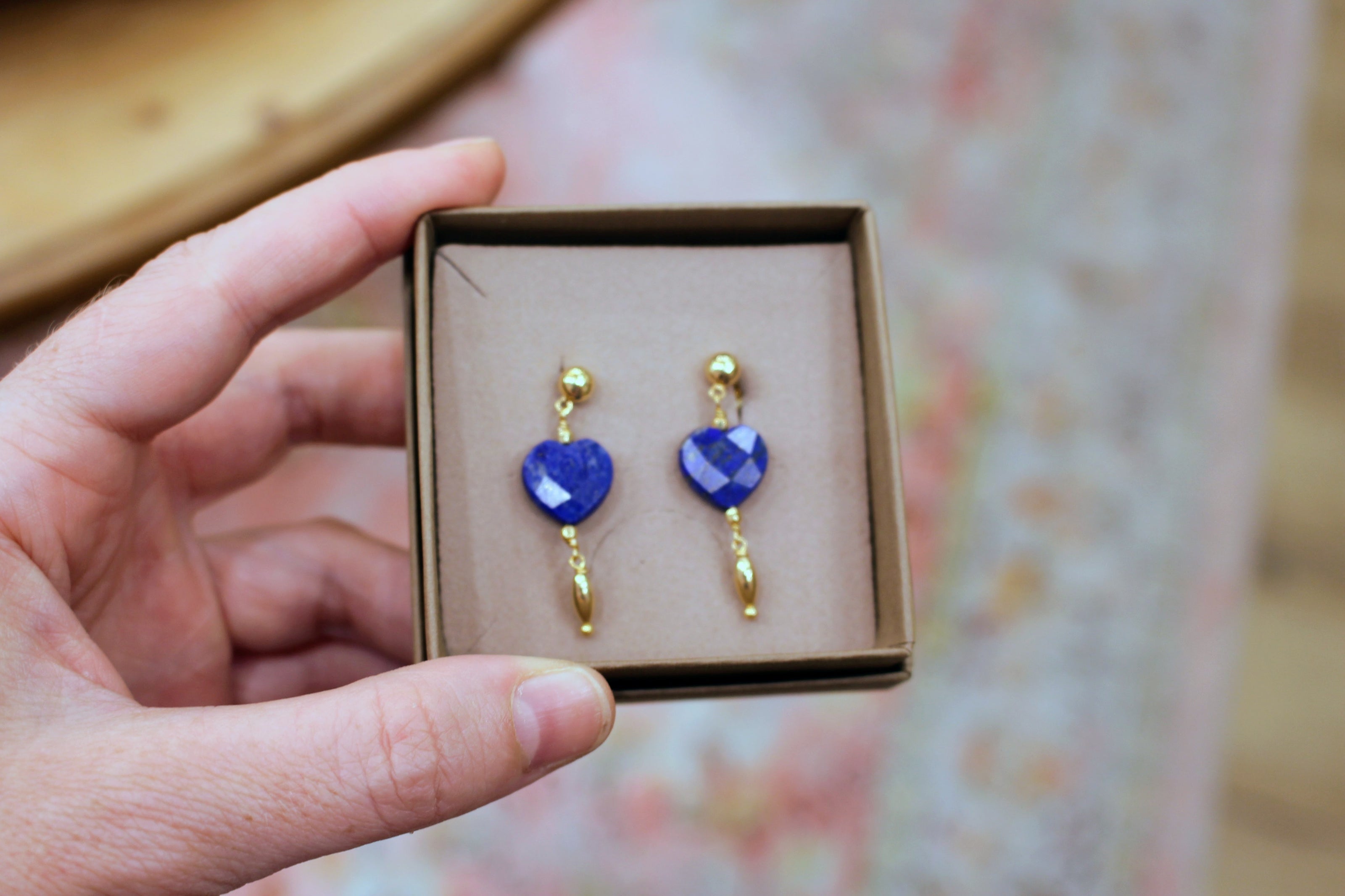 Boucles d'oreilles INFINI doré - lapis lazuli