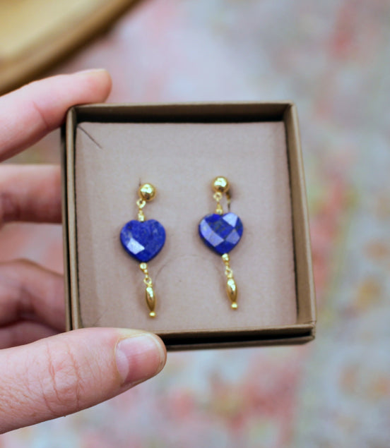 Boucles d'oreilles INFINI doré - lapis lazuli