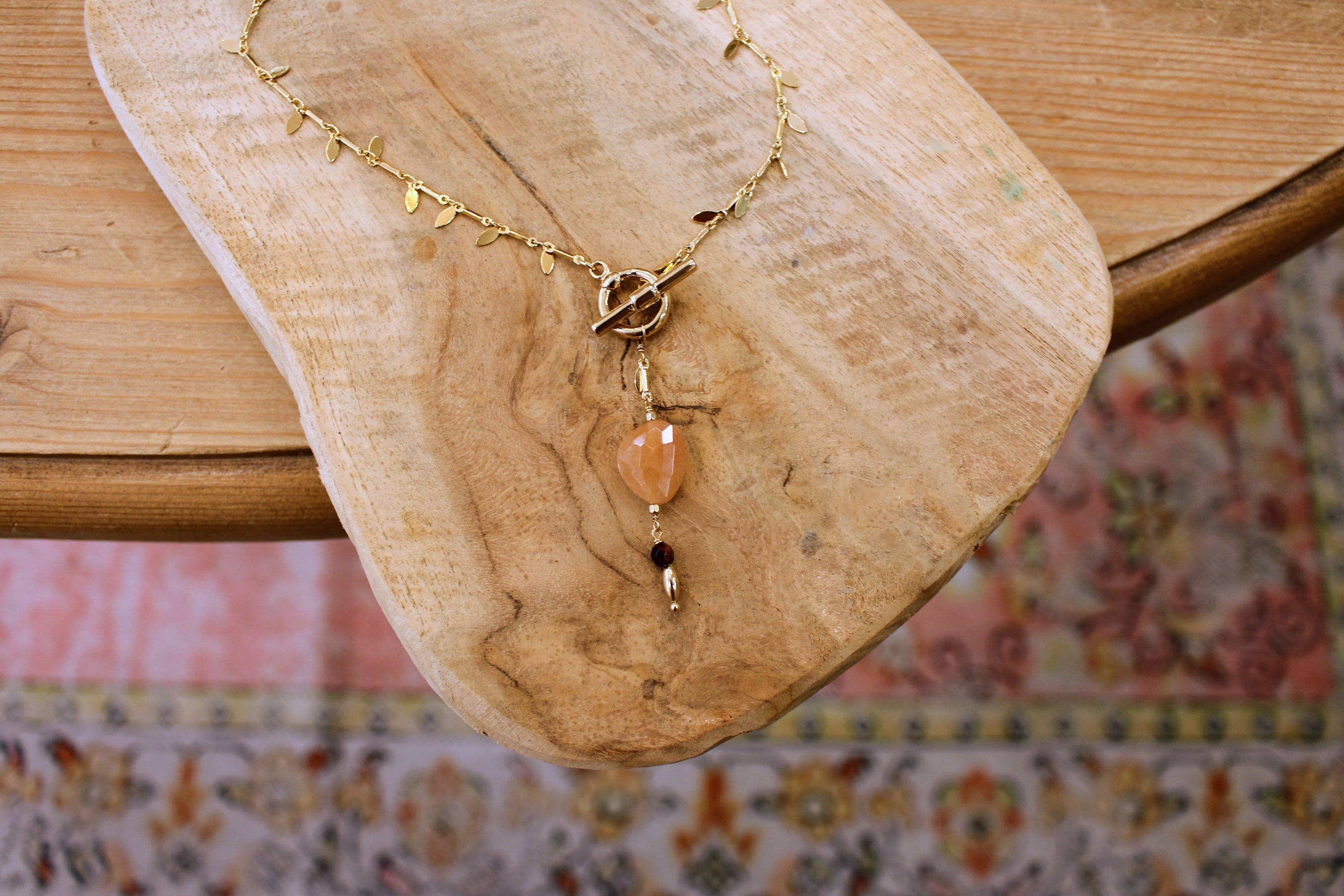 collier QUIÉTUDE cornaline- oeil de taureau