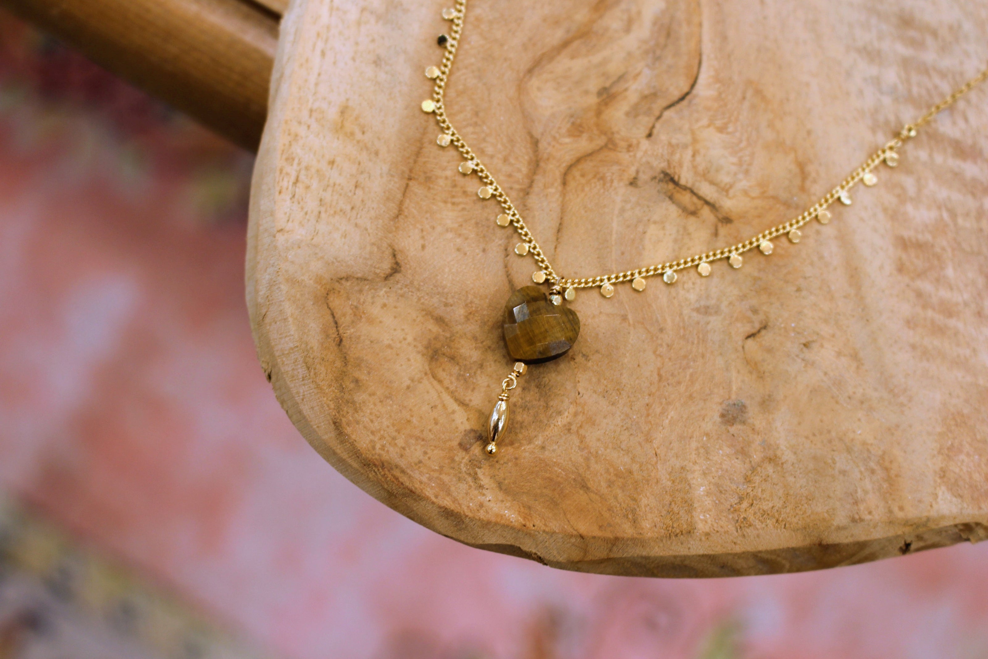 Collier INFINI doré - oeil de tigre