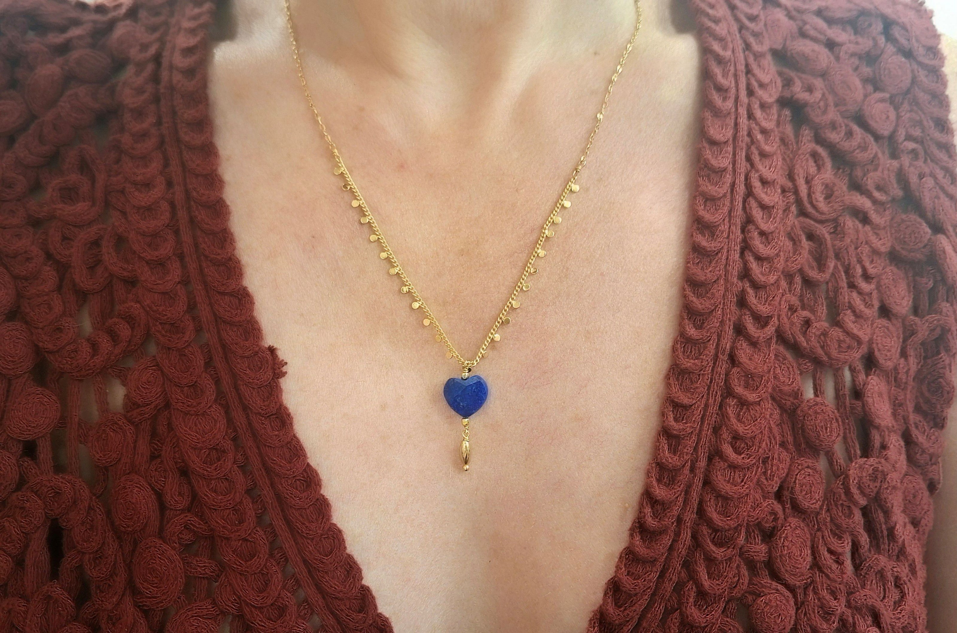 Collier INFINI doré - lapis lazuli