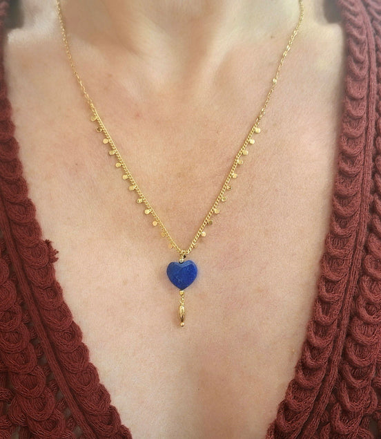 Collier INFINI doré - lapis lazuli