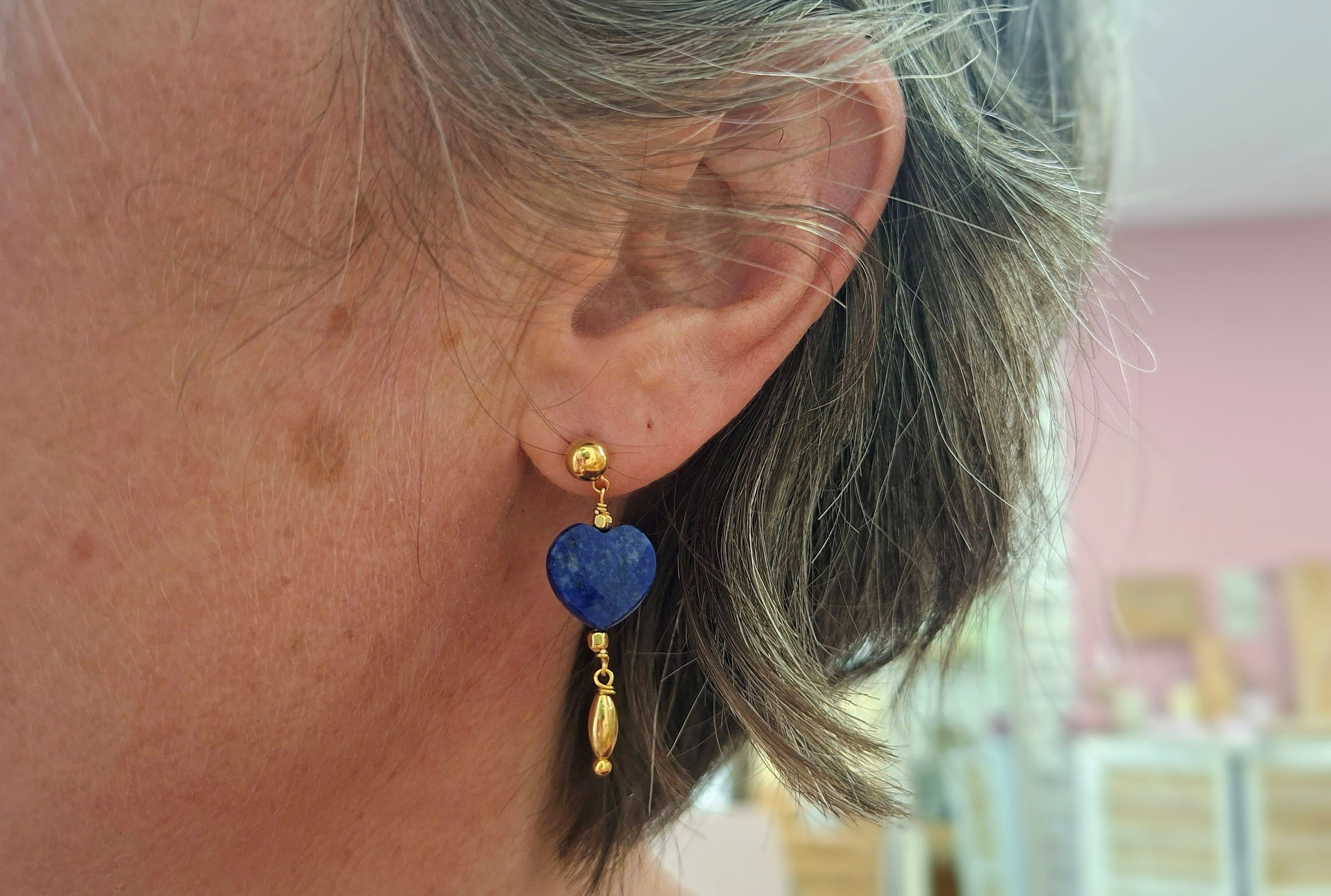 Boucles d'oreilles INFINI doré - lapis lazuli