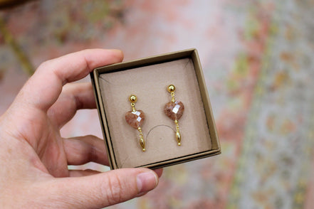Boucles d'oreilles INFINI doré - quartz fraise