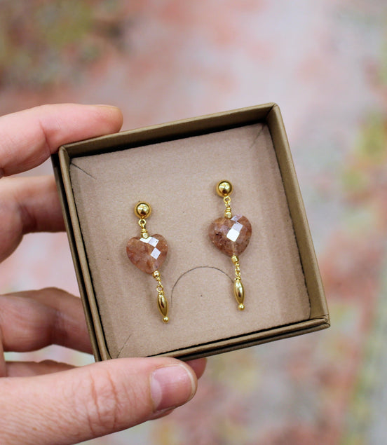 Boucles d'oreilles INFINI doré - quartz fraise