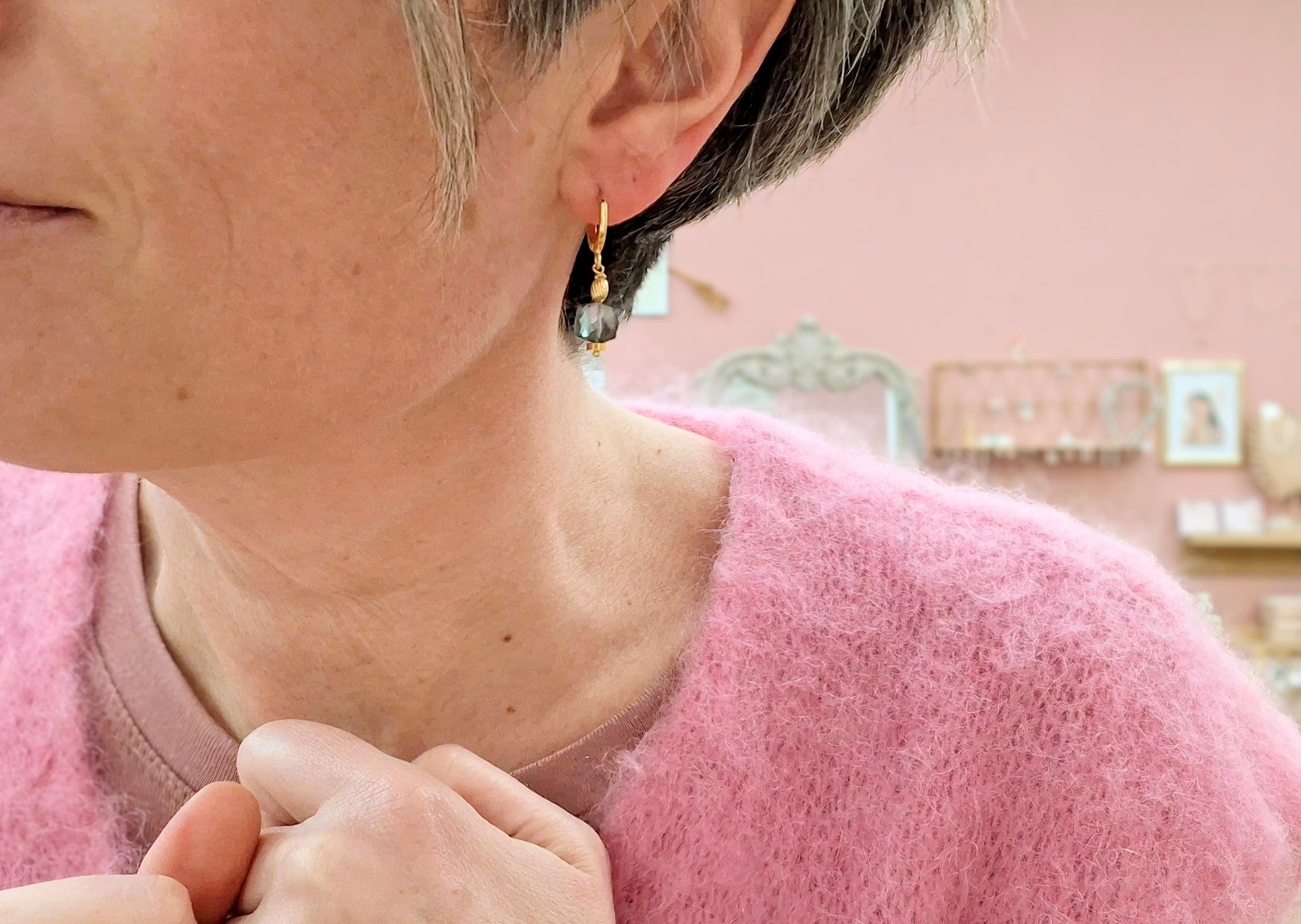 Boucles d'oreilles doré SENSIBILITÉ TOPAZE