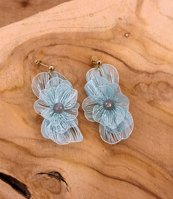 Boucles d'oreilles FLORÆ Bleu lagune