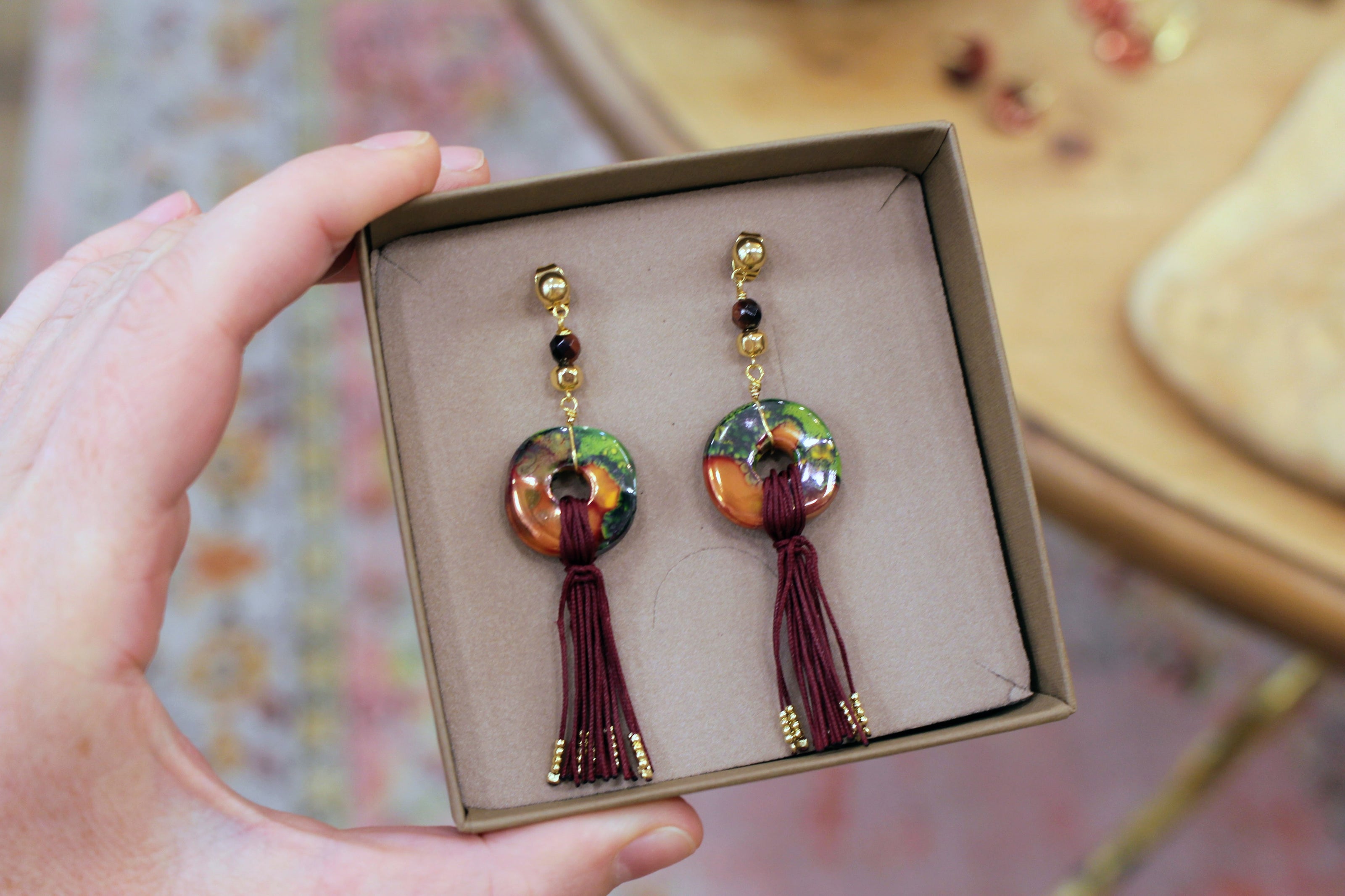 Boucles d'oreilles KORÉ doré - terre fauve
