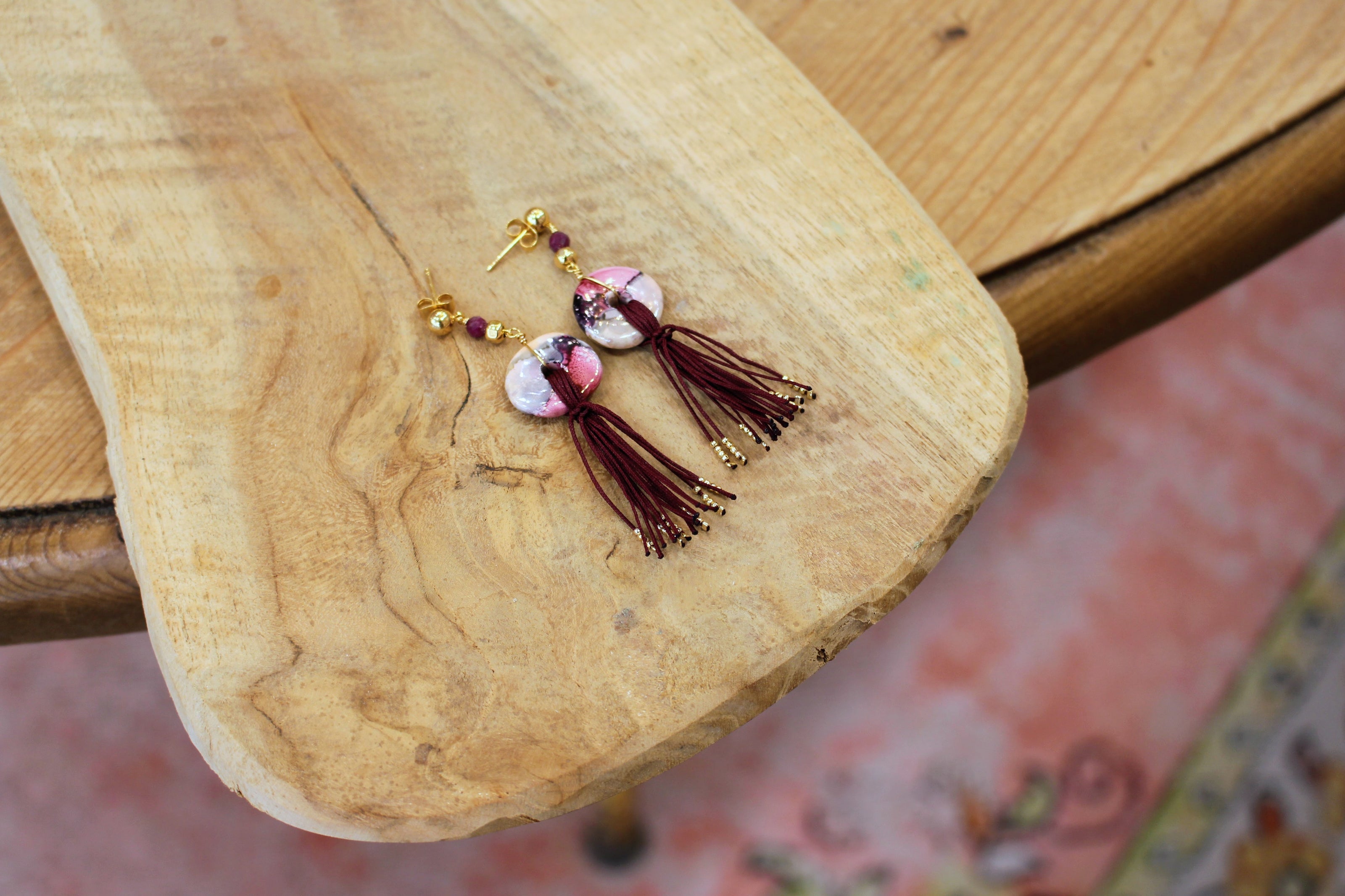 Boucles d'oreilles KORÉ - doré - terre de grenade